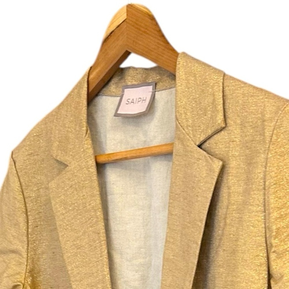 Saiph NWOT M Gold Relax Fit Blazer with Classic Lapel- ultra thin made in Italy - Picture 13 of 13